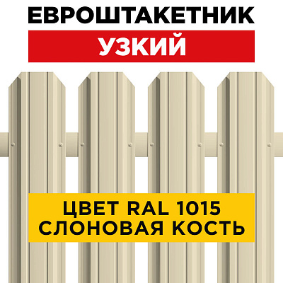 Штакетник (евроштакетник) Узкий 85мм RAL 1015 Слоновая кость для забора