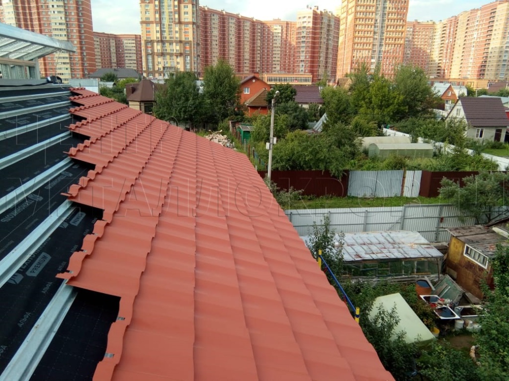 Металлочерепица Геркулес 8004 терракотовый Стальной Бархат от Центра Металокровли в Астане