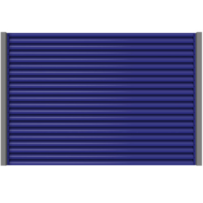 Секция забора жалюзи из ламелей еврожалюзи RAL5002 Синий Ультрамарин с металлическими столбами