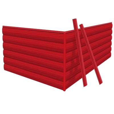 Фото сайдинга металлического (металлосайдинга) царьсайдинга Бревно Рубленое 4Д RAL3020 Красный для фасада дома