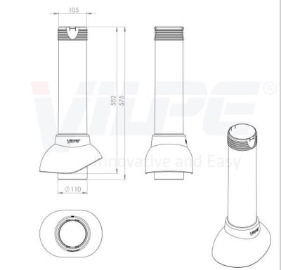 741126 Вентиляционный выход канализационного стояка 110/500 (зеленый) чертеж